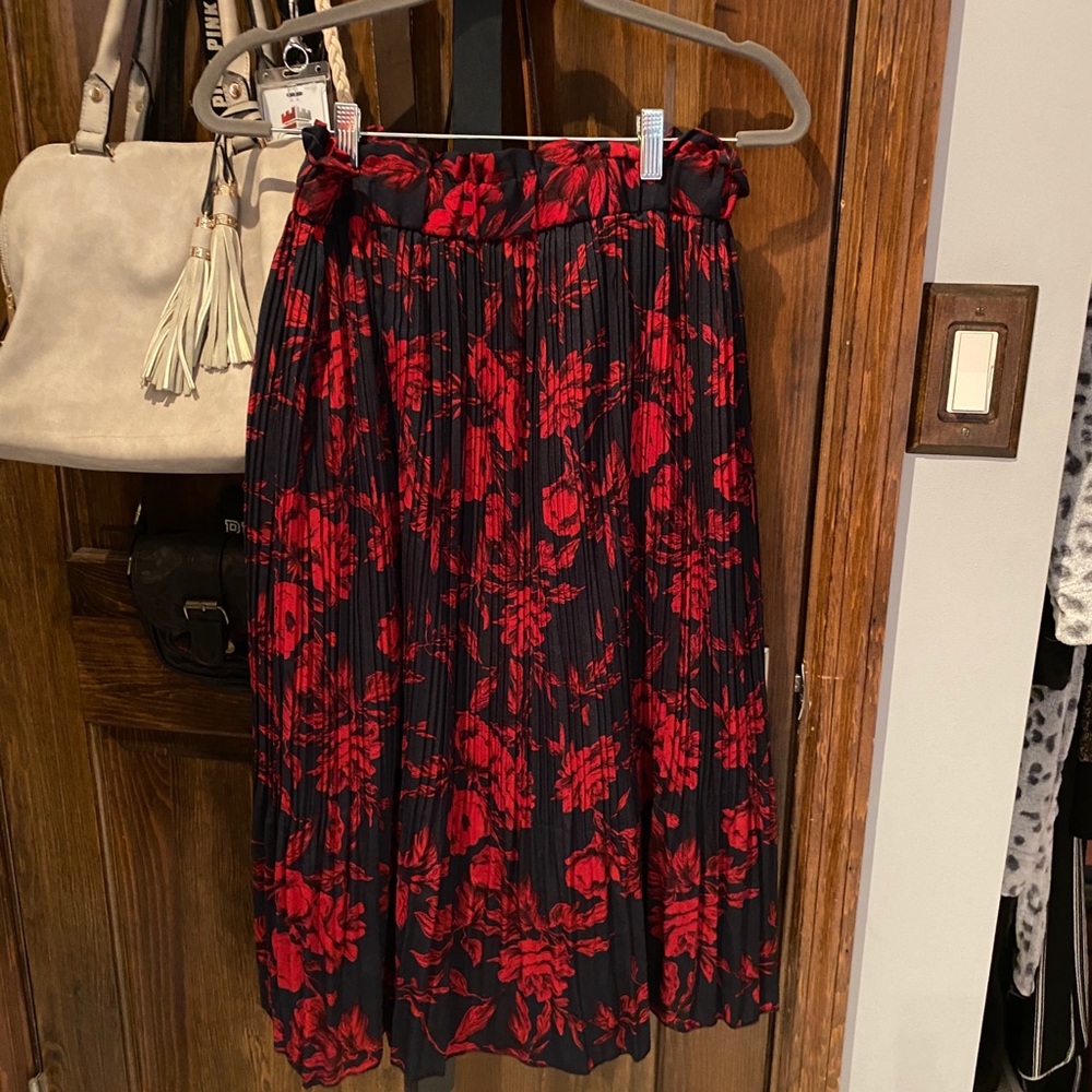 Red & Navy Floral Skirt